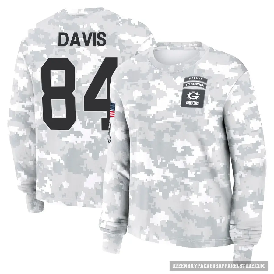 Women's ＃84 Tyler Davis Green Bay Packers Camo Arctic 2024 Salute to Service Long Sleeve T-Shirt