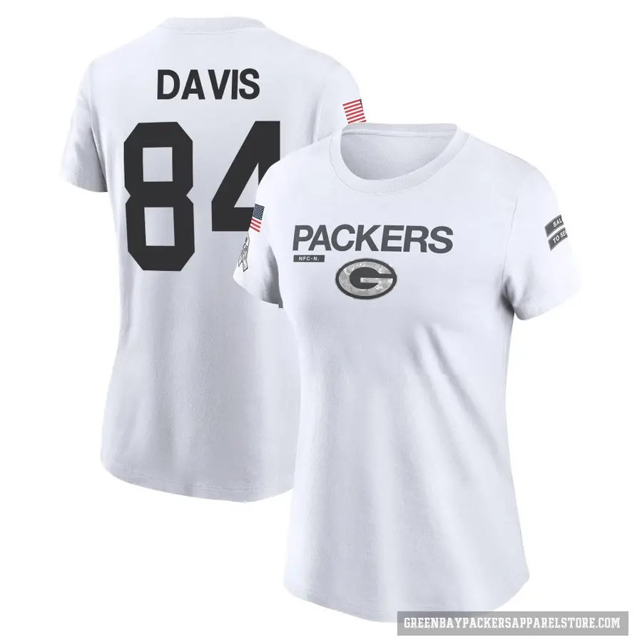 Women's ＃84 Tyler Davis Green Bay Packers White 2024 Salute to Service Performance T-Shirt