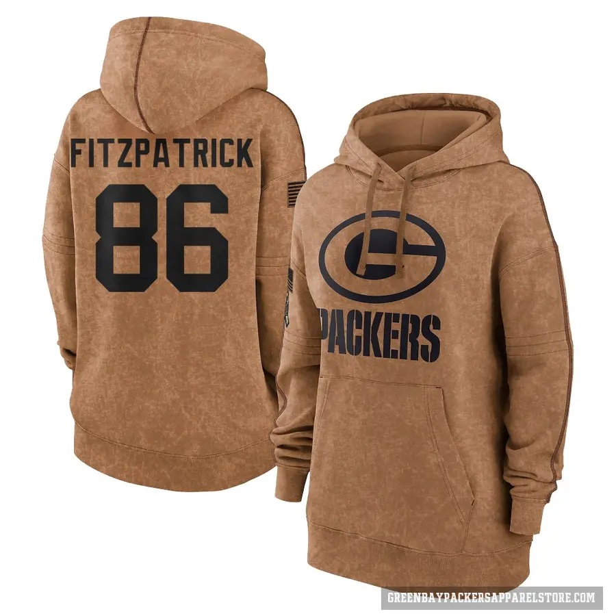 Women's ＃86 John FitzPatrick Green Bay Packers Brown 2023 Salute To Service Pullover Hoodie