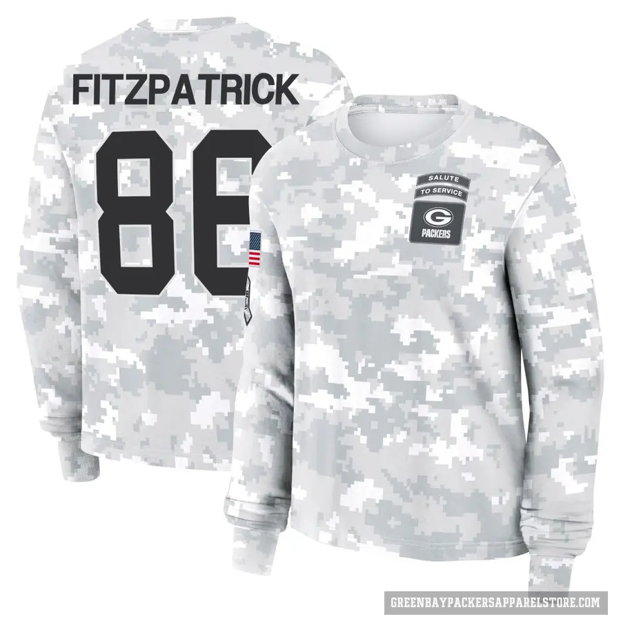 Women's ＃86 John FitzPatrick Green Bay Packers Camo Arctic 2024 Salute to Service Long Sleeve T-Shirt