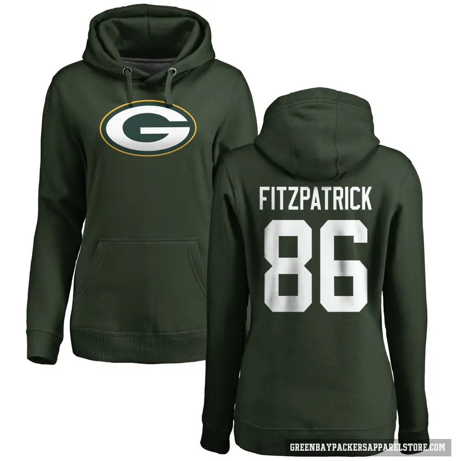 Women's ＃86 John FitzPatrick Green Bay Packers Green Pro Line Logo Pullover Hoodie