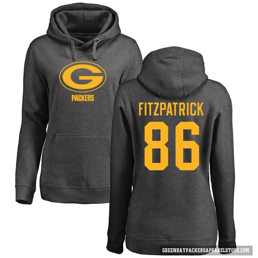 Women's ＃86 John FitzPatrick Green Bay Packers Pro Line by Branded Ash One Color Pullover Hoodie