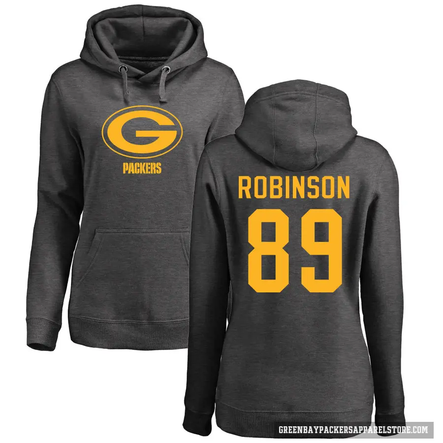Women's ＃89 Dave Robinson Green Bay Packers Pro Line by Branded Ash One Color Pullover Hoodie