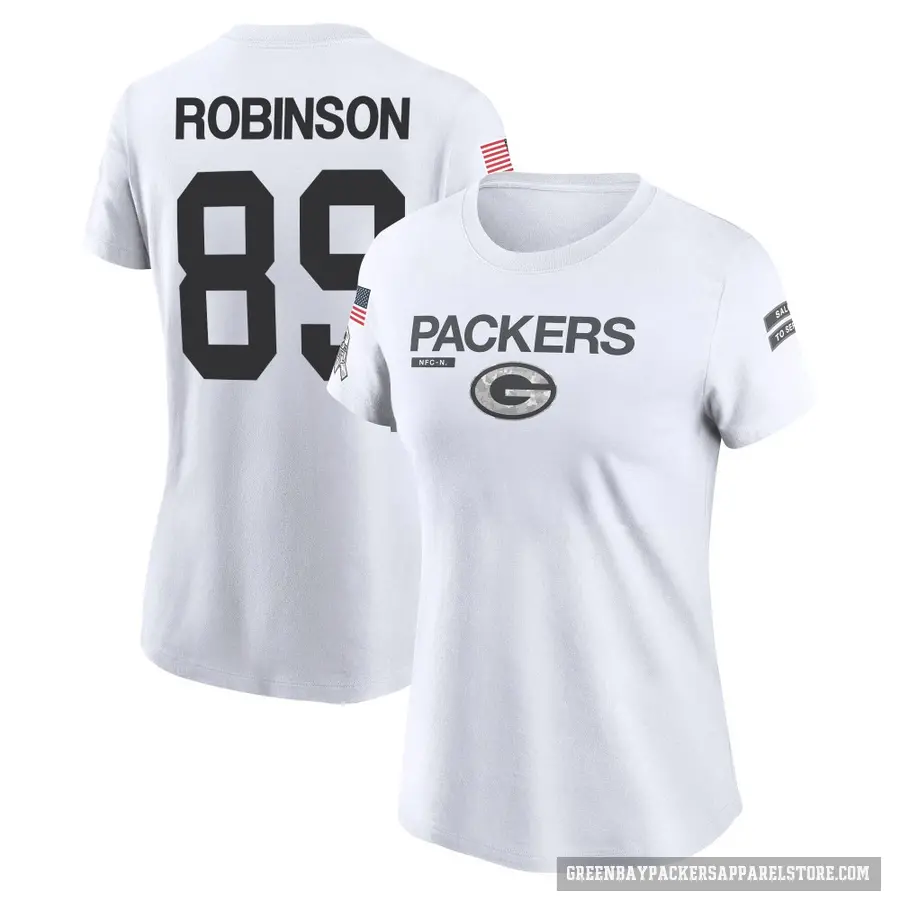 Women's ＃89 Dave Robinson Green Bay Packers White 2024 Salute to Service Performance T-Shirt