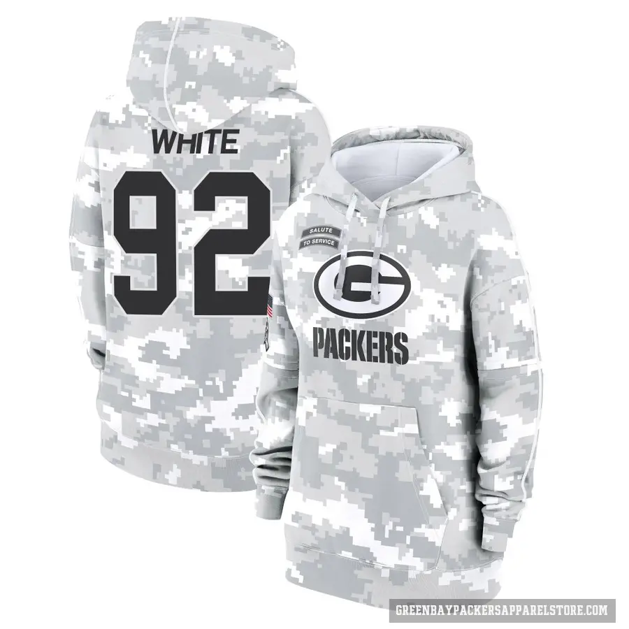Women's ＃92 Reggie White Green Bay Packers Arctic Camo 2024 Salute to Service Club Fleece Pullover Hoodie