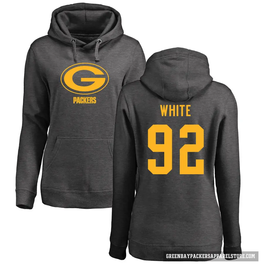 Women's ＃92 Reggie White Green Bay Packers Pro Line by Branded Ash One Color Pullover Hoodie