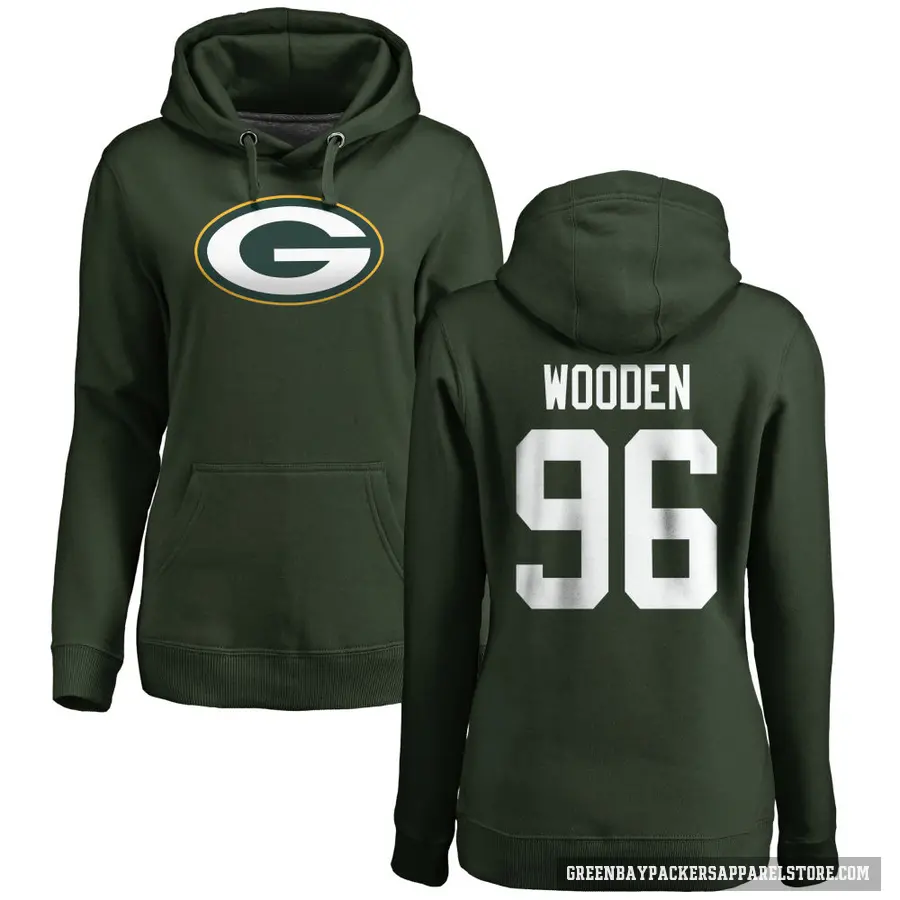 Women's ＃96 Colby Wooden Green Bay Packers Green Pro Line Logo Pullover Hoodie