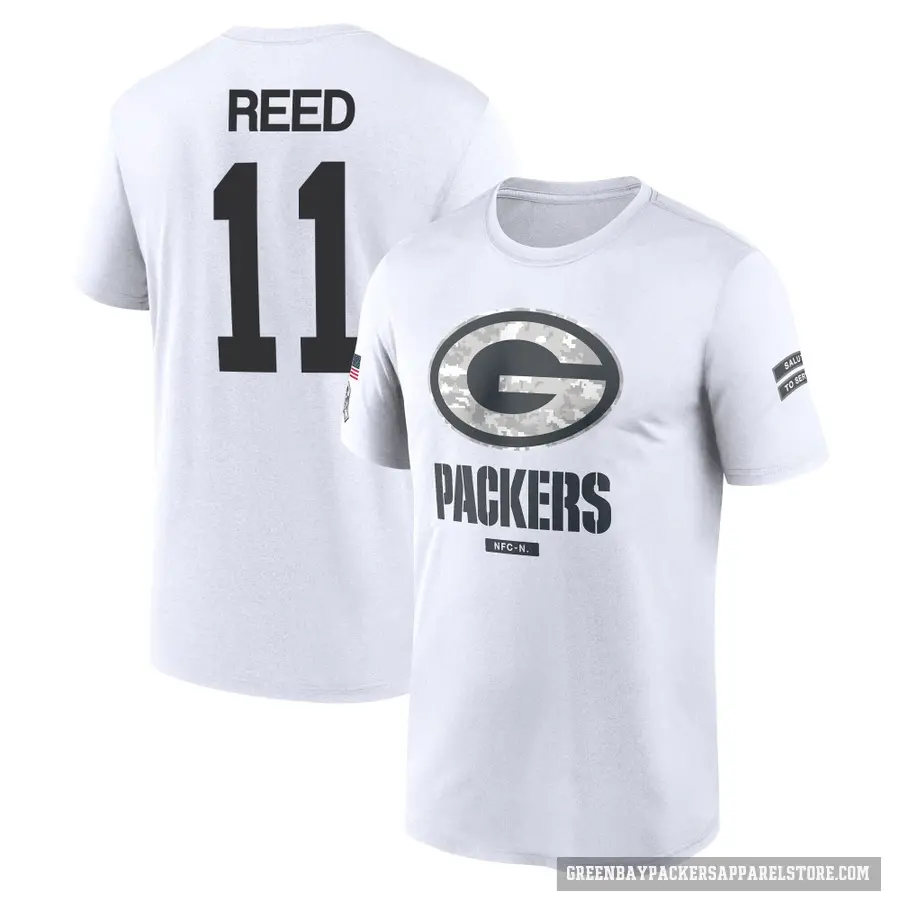 Youth ＃11 Jayden Reed Green Bay Packers White 2024 Salute to Service Performance T-Shirt
