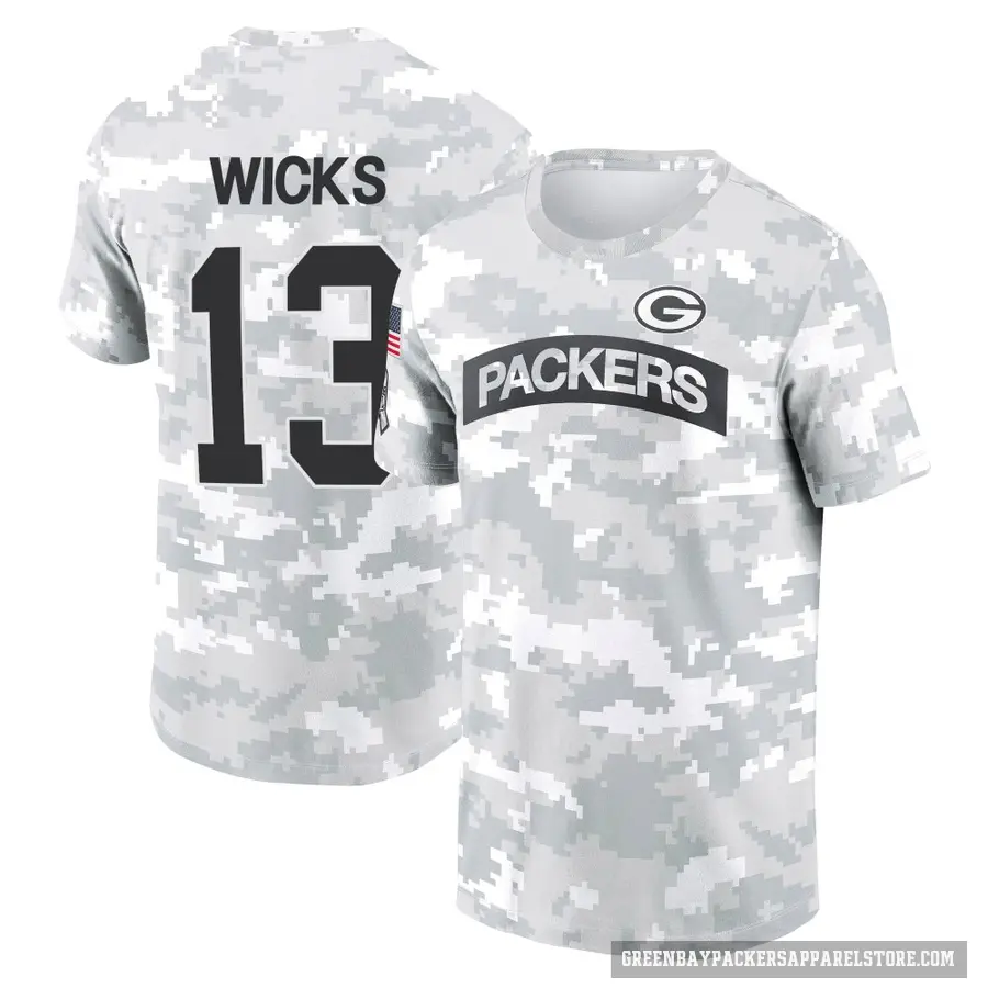 Youth ＃13 Dontayvion Wicks Green Bay Packers Camo Arctic 2024 Salute to Service Performance T-Shirt