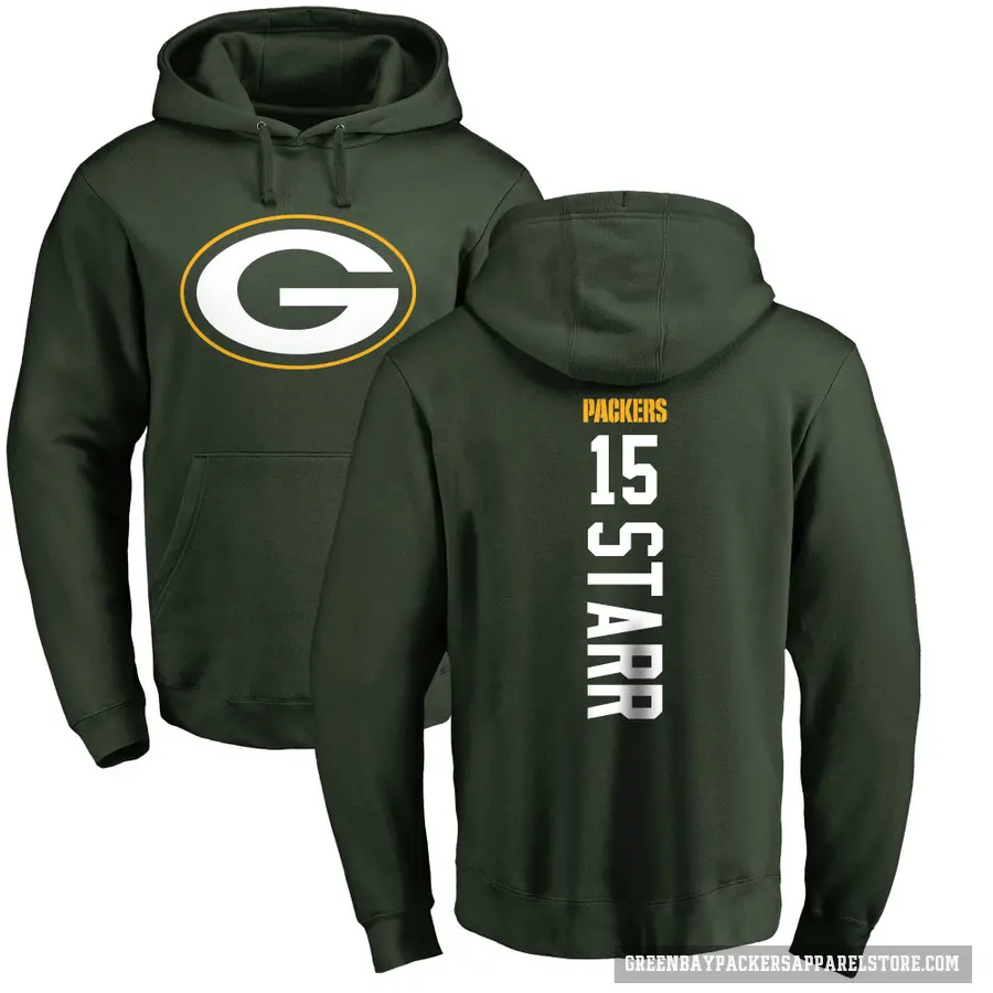 Youth ＃15 Bart Starr Green Bay Packers Green Pro Line Backer Pullover Hoodie