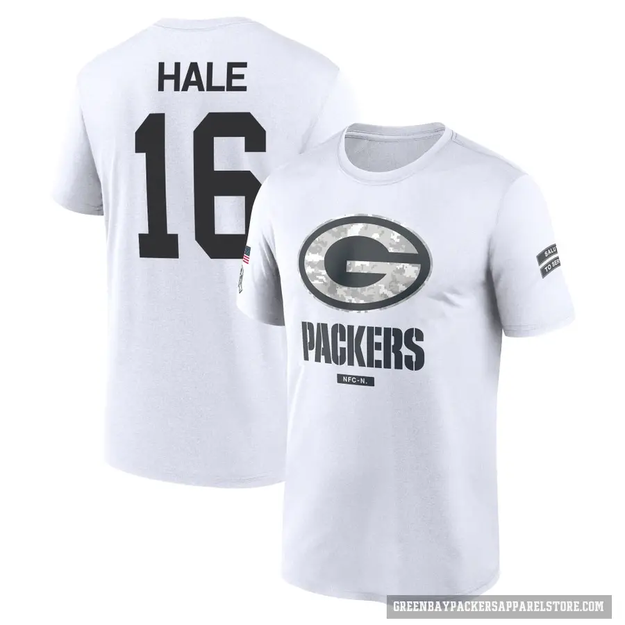Youth ＃16 Alex Hale Green Bay Packers White 2024 Salute to Service Performance T-Shirt
