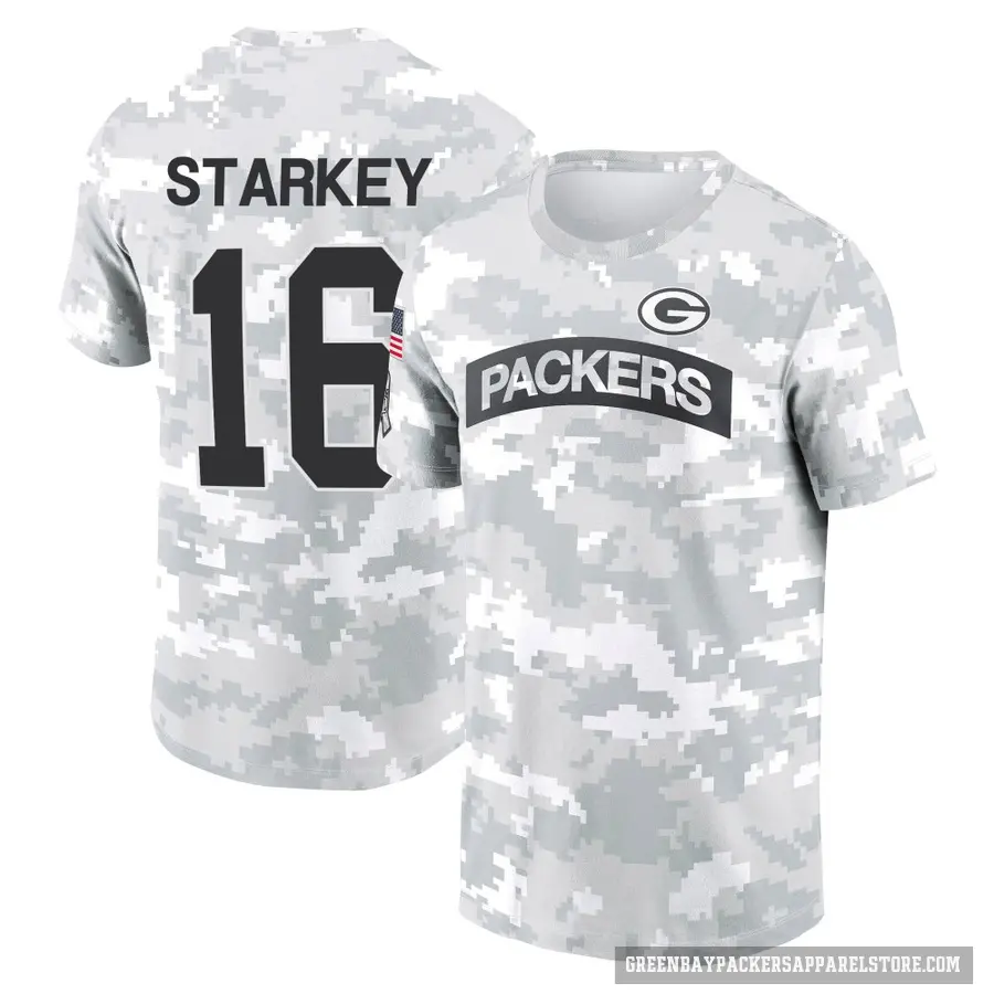 Youth ＃16 Rory Starkey Green Bay Packers Camo Arctic 2024 Salute to Service Performance T-Shirt