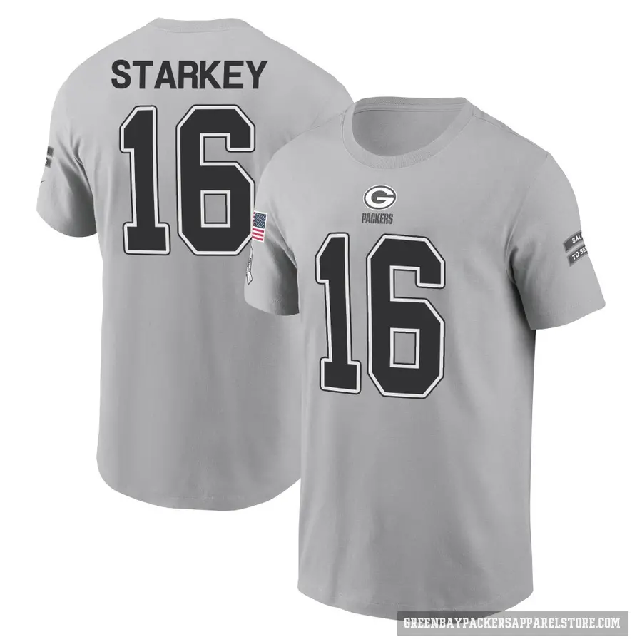 Youth ＃16 Rory Starkey Green Bay Packers Gray 2024 Salute to Service T-Shirt