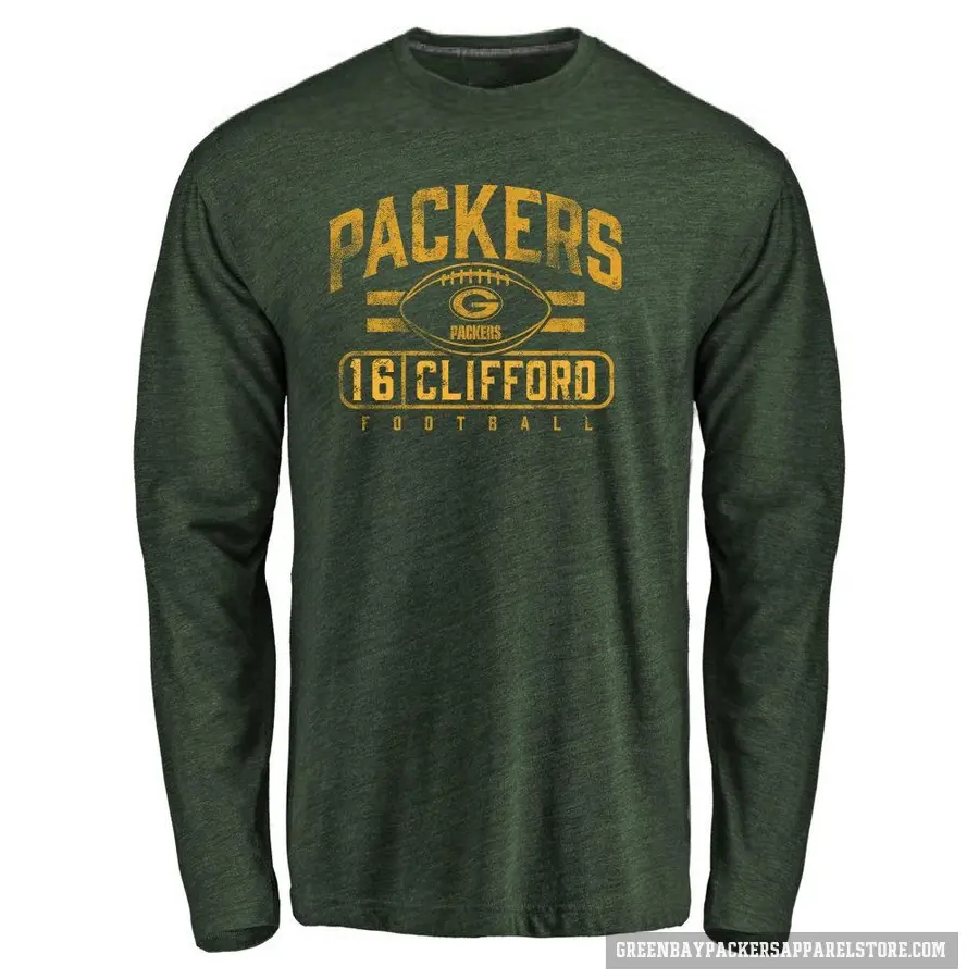 Youth ＃16 Sean Clifford Green Bay Packers Green Flanker Long Sleeve T-Shirt