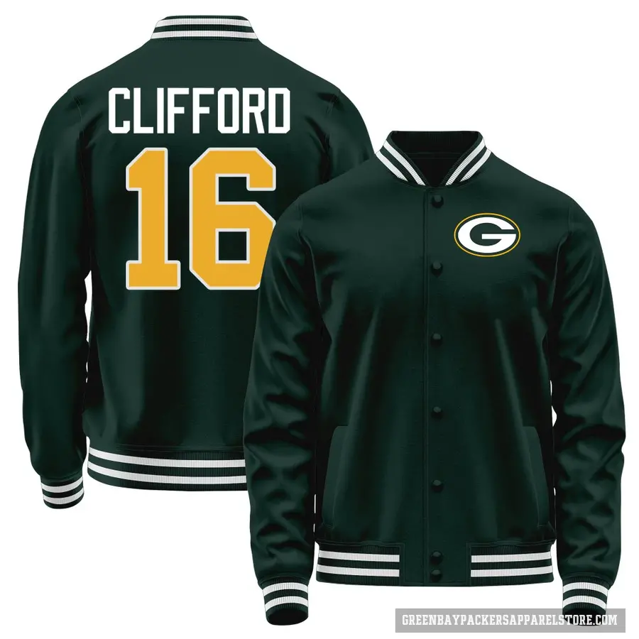 Youth ＃16 Sean Clifford Green Bay Packers Green Full-Snap Name & Number Jacket
