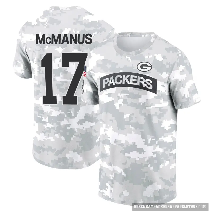 Youth ＃17 Brandon McManus Green Bay Packers Camo Arctic 2024 Salute to Service Performance T-Shirt