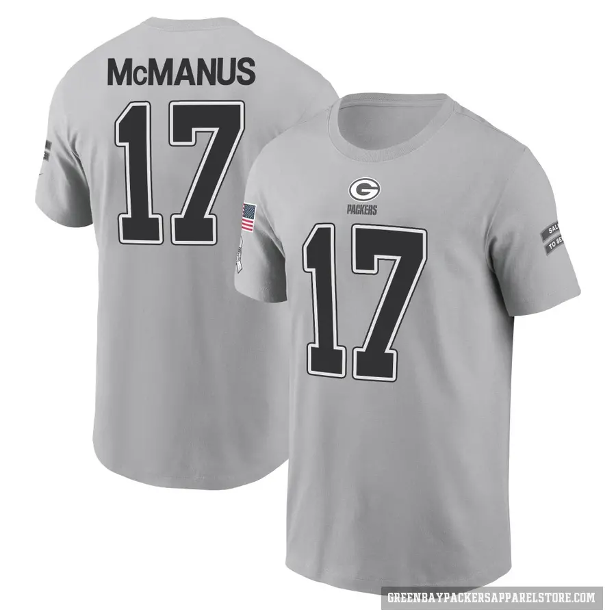Youth ＃17 Brandon McManus Green Bay Packers Gray 2024 Salute to Service T-Shirt