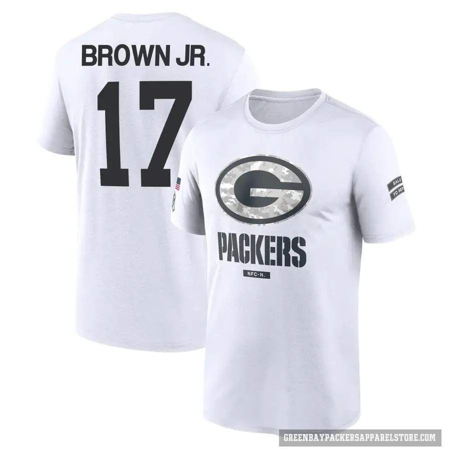 Youth ＃17 Sam Brown Jr. Green Bay Packers White 2024 Salute to Service Performance T-Shirt
