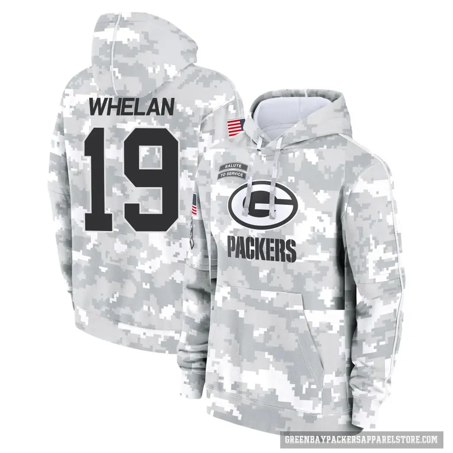 Youth ＃19 Daniel Whelan Green Bay Packers Arctic Camo 2024 Salute to Service Club Fleece Pullover Hoodie