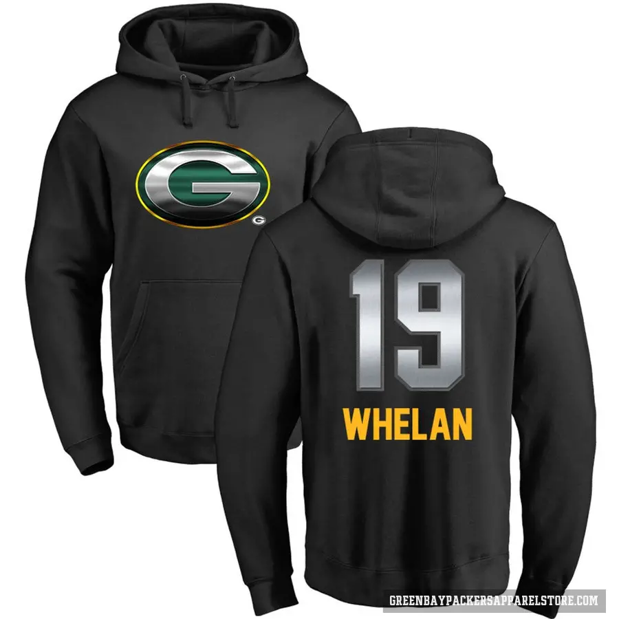 Youth ＃19 Daniel Whelan Green Bay Packers Black Midnight Mascot Pullover Hoodie