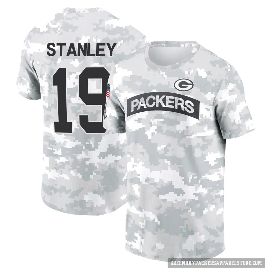 Youth ＃19 Dimitri Stanley Green Bay Packers Camo Arctic 2024 Salute to Service Performance T-Shirt