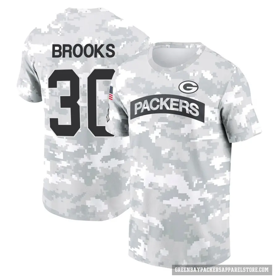 Youth ＃30 Chris Brooks Green Bay Packers Camo Arctic 2024 Salute to Service Performance T-Shirt
