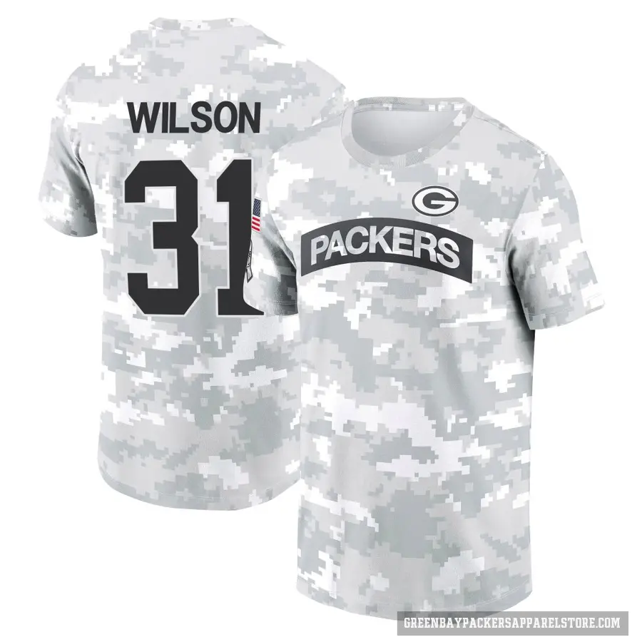 Youth ＃31 Emanuel Wilson Green Bay Packers Camo Arctic 2024 Salute to Service Performance T-Shirt