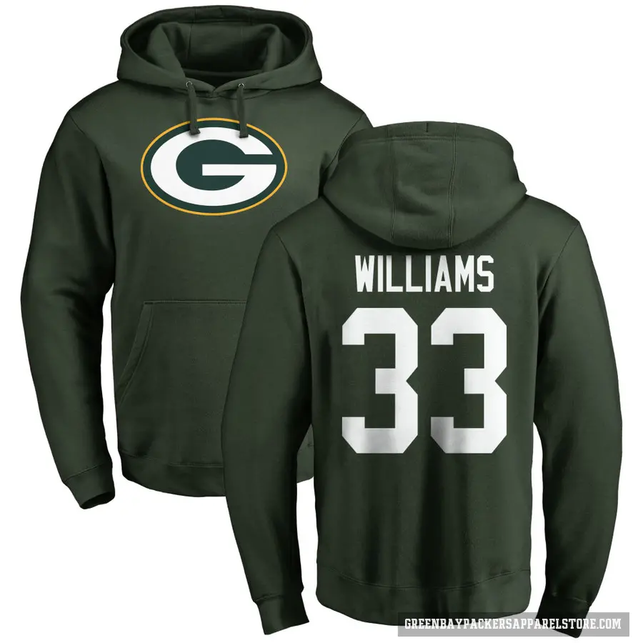Youth ＃33 Evan Williams Green Bay Packers Green Pro Line Logo Pullover Hoodie