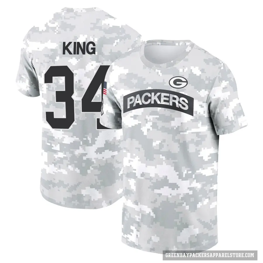 Youth ＃34 Kalen King Green Bay Packers Camo Arctic 2024 Salute to Service Performance T-Shirt