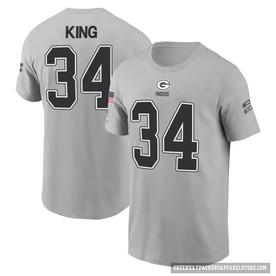 Youth ＃34 Kalen King Green Bay Packers Gray 2024 Salute to Service T-Shirt