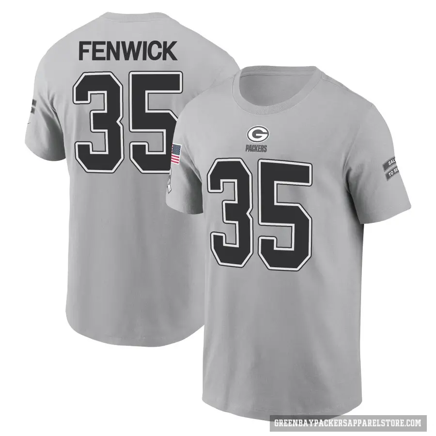 Youth ＃35 Deshaun Fenwick Green Bay Packers Gray 2024 Salute to Service T-Shirt
