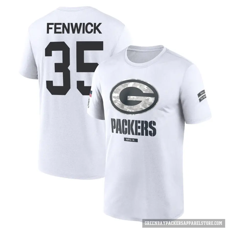 Youth ＃35 Deshaun Fenwick Green Bay Packers White 2024 Salute to Service Performance T-Shirt