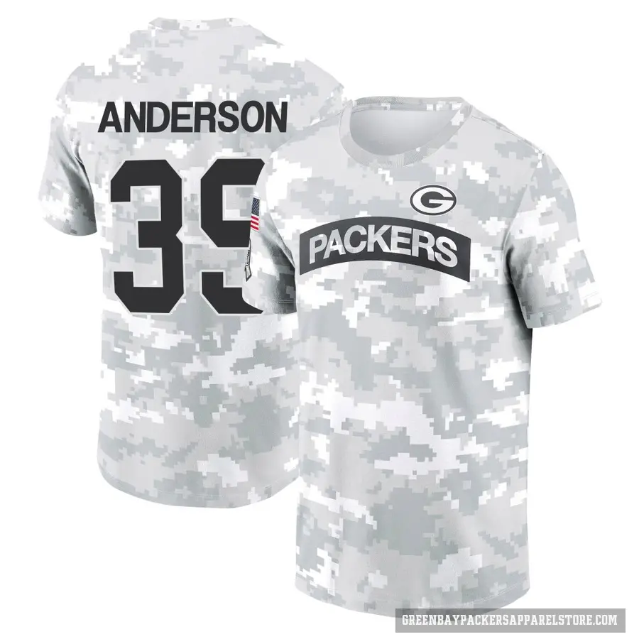 Youth ＃39 Zayne Anderson Green Bay Packers Camo Arctic 2024 Salute to Service Performance T-Shirt