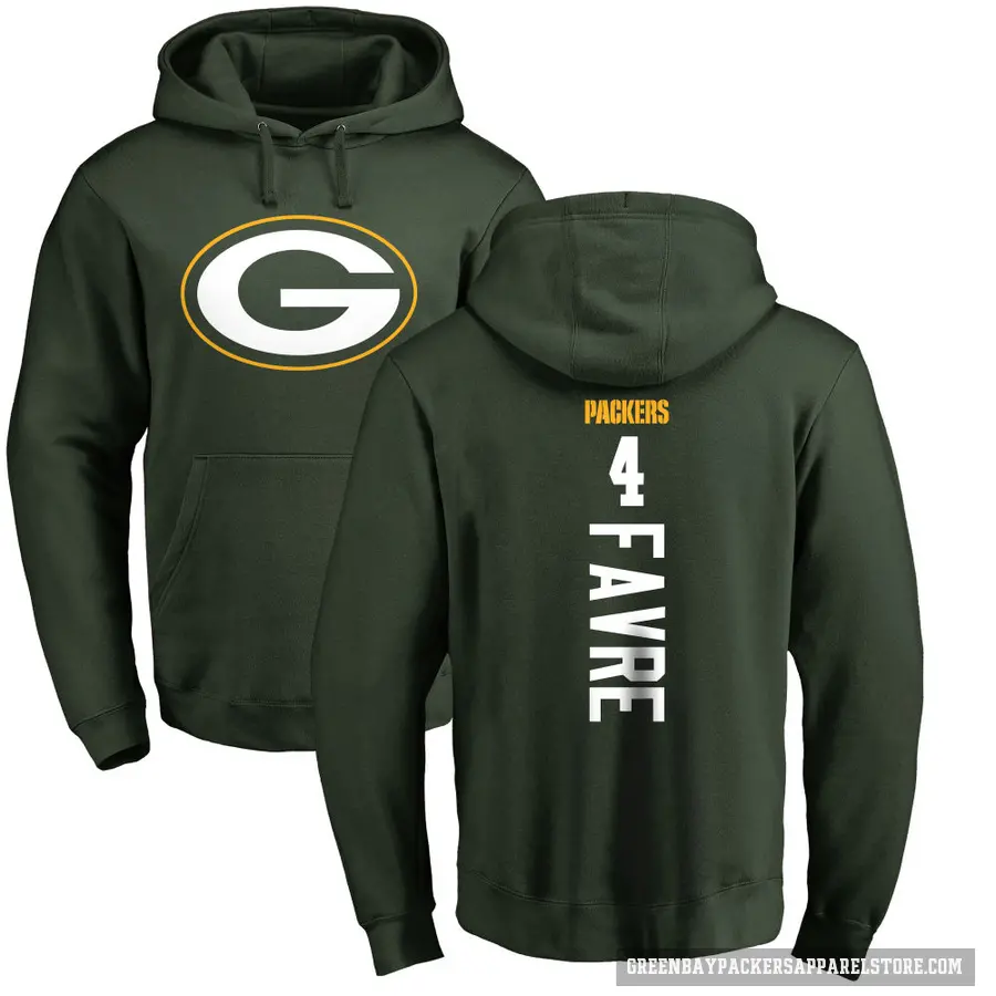 Youth ＃4 Brett Favre Green Bay Packers Green Pro Line Backer Pullover Hoodie