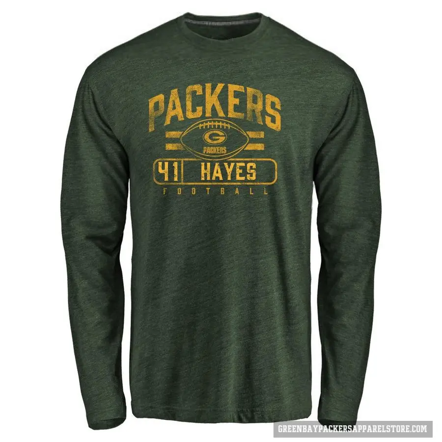 Youth ＃41 Kaleb Hayes Green Bay Packers Green Flanker Long Sleeve T-Shirt