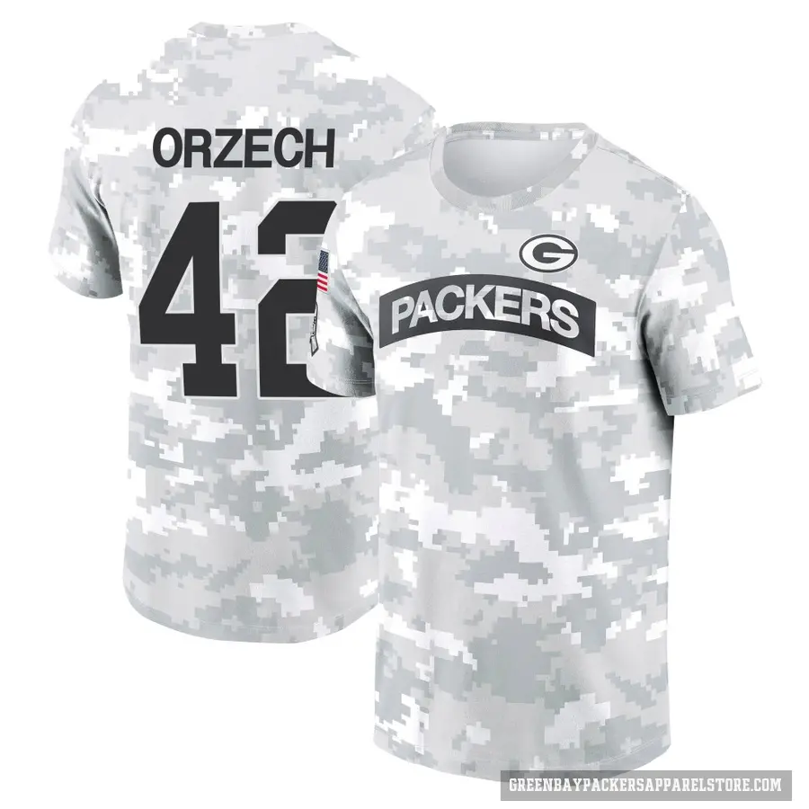 Youth ＃42 Matt Orzech Green Bay Packers Camo Arctic 2024 Salute to Service Performance T-Shirt