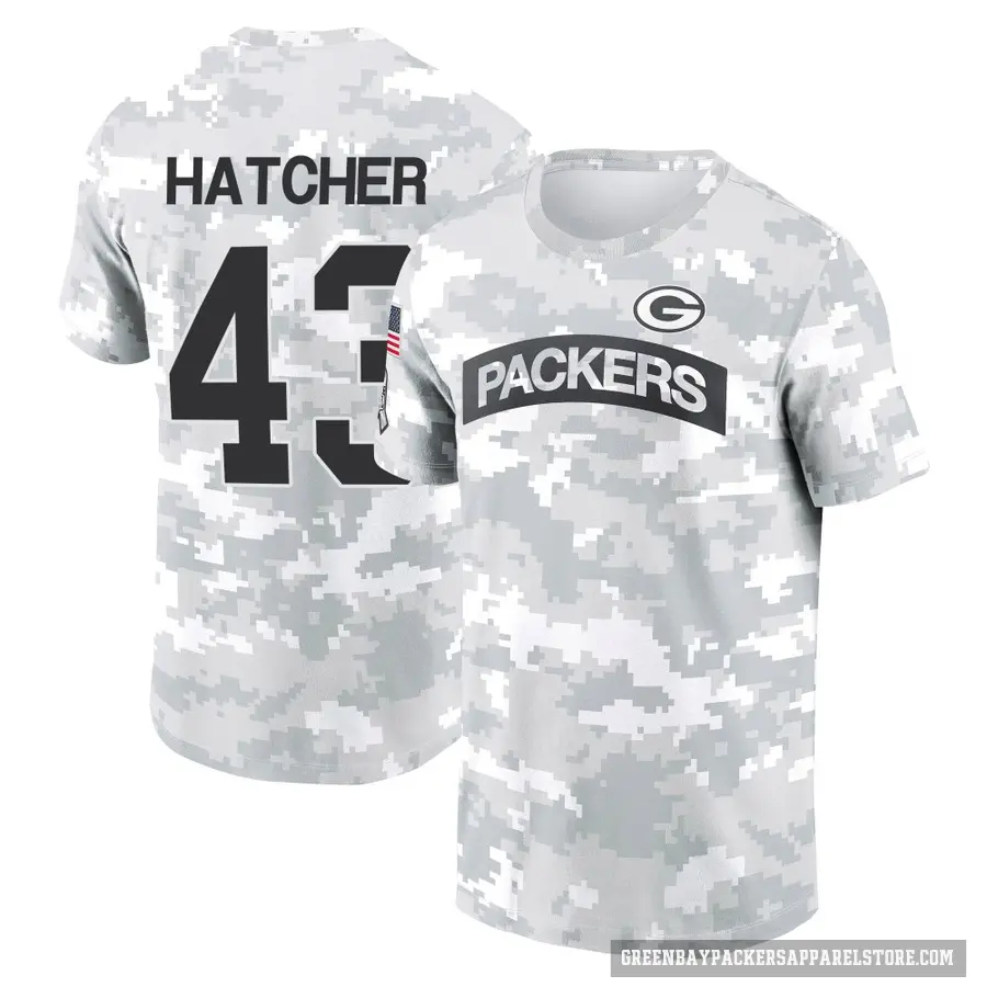 Youth ＃43 Broughton Hatcher Green Bay Packers Camo Arctic 2024 Salute to Service Performance T-Shirt