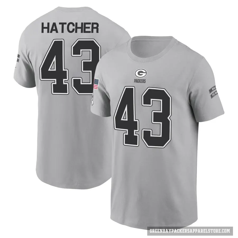 Youth ＃43 Broughton Hatcher Green Bay Packers Gray 2024 Salute to Service T-Shirt