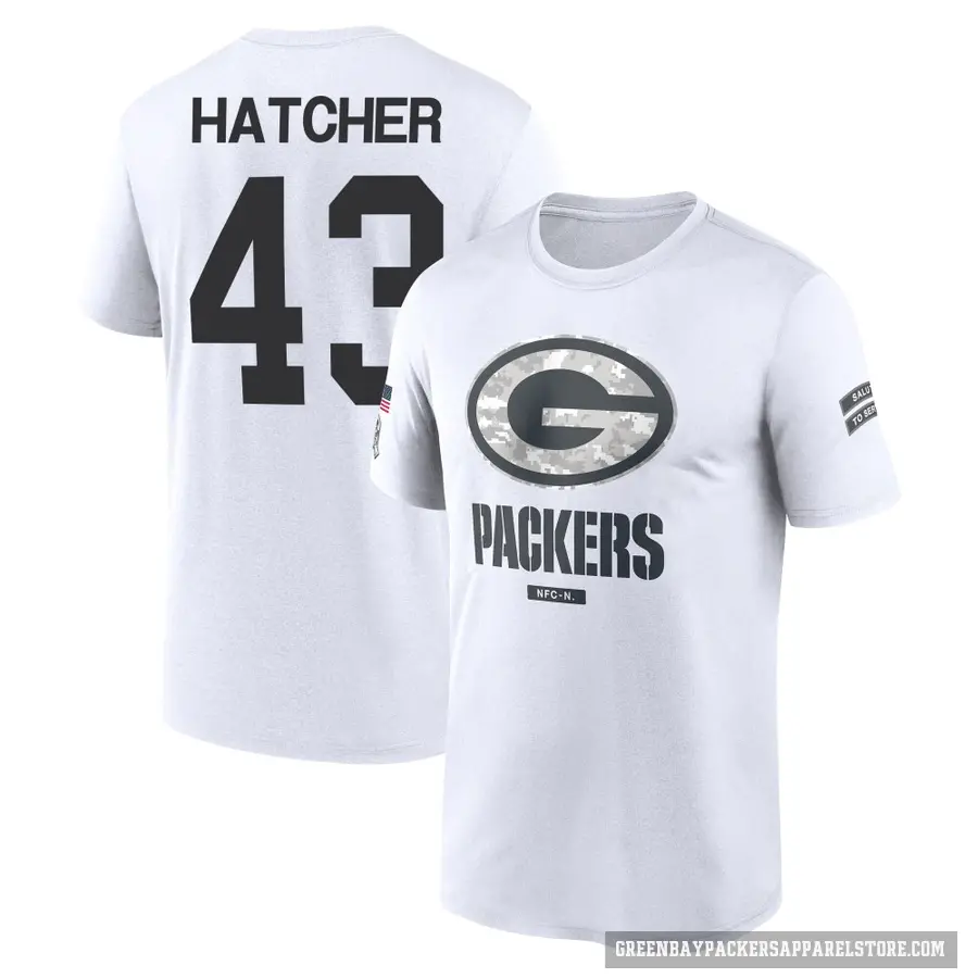Youth ＃43 Broughton Hatcher Green Bay Packers White 2024 Salute to Service Performance T-Shirt