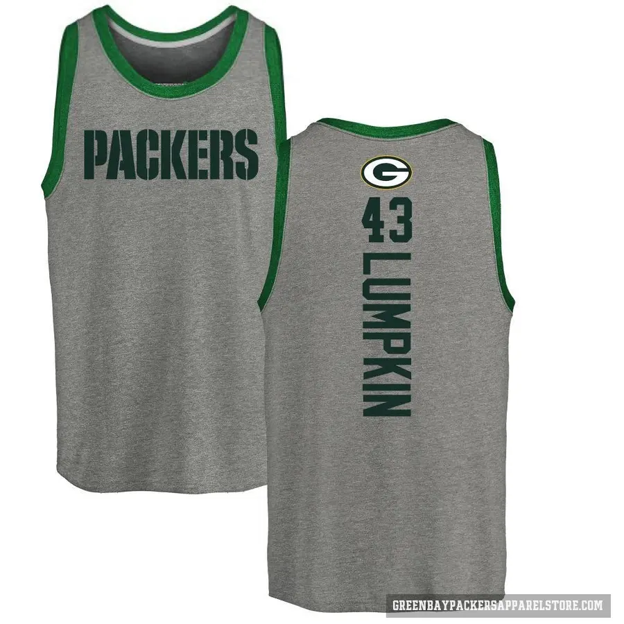 Youth ＃43 Johnny Lumpkin Green Bay Packers Ash Backer Tank Top