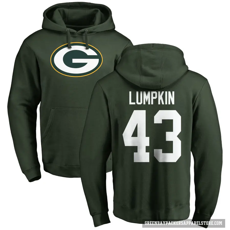 Youth ＃43 Johnny Lumpkin Green Bay Packers Green Pro Line Logo Pullover Hoodie