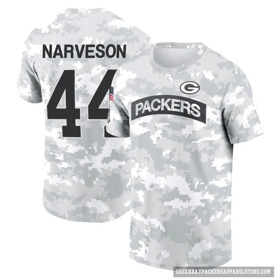 Youth ＃44 Brayden Narveson Green Bay Packers Camo Arctic 2024 Salute to Service Performance T-Shirt