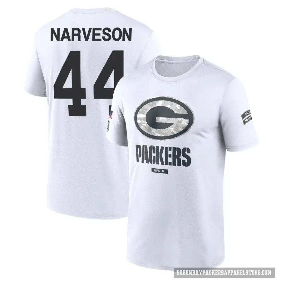 Youth ＃44 Brayden Narveson Green Bay Packers White 2024 Salute to Service Performance T-Shirt