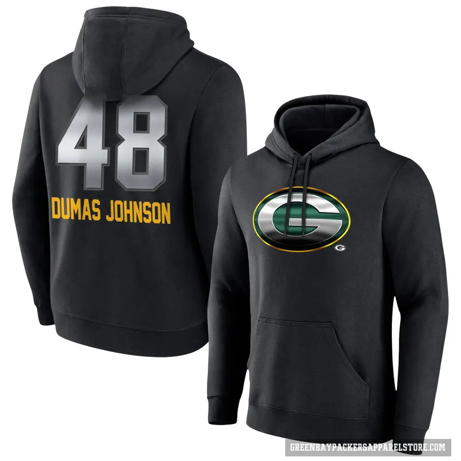 Youth ＃48 Jamon Dumas-Johnson Green Bay Packers Black Midnight Mascot Pullover Hoodie