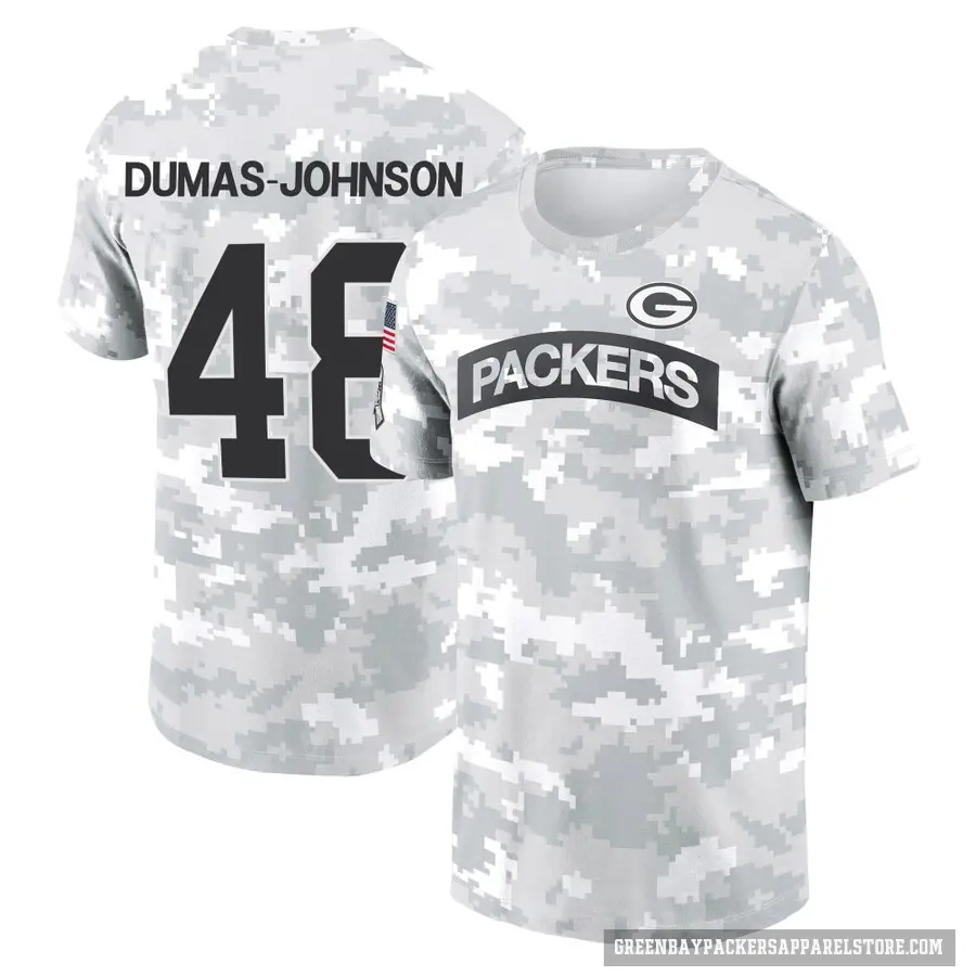 Youth ＃48 Jamon Dumas-Johnson Green Bay Packers Camo Arctic 2024 Salute to Service Performance T-Shirt