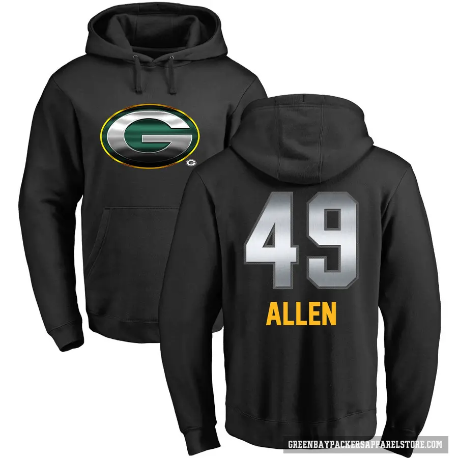 Youth ＃49 Austin Allen Green Bay Packers Black Midnight Mascot Pullover Hoodie