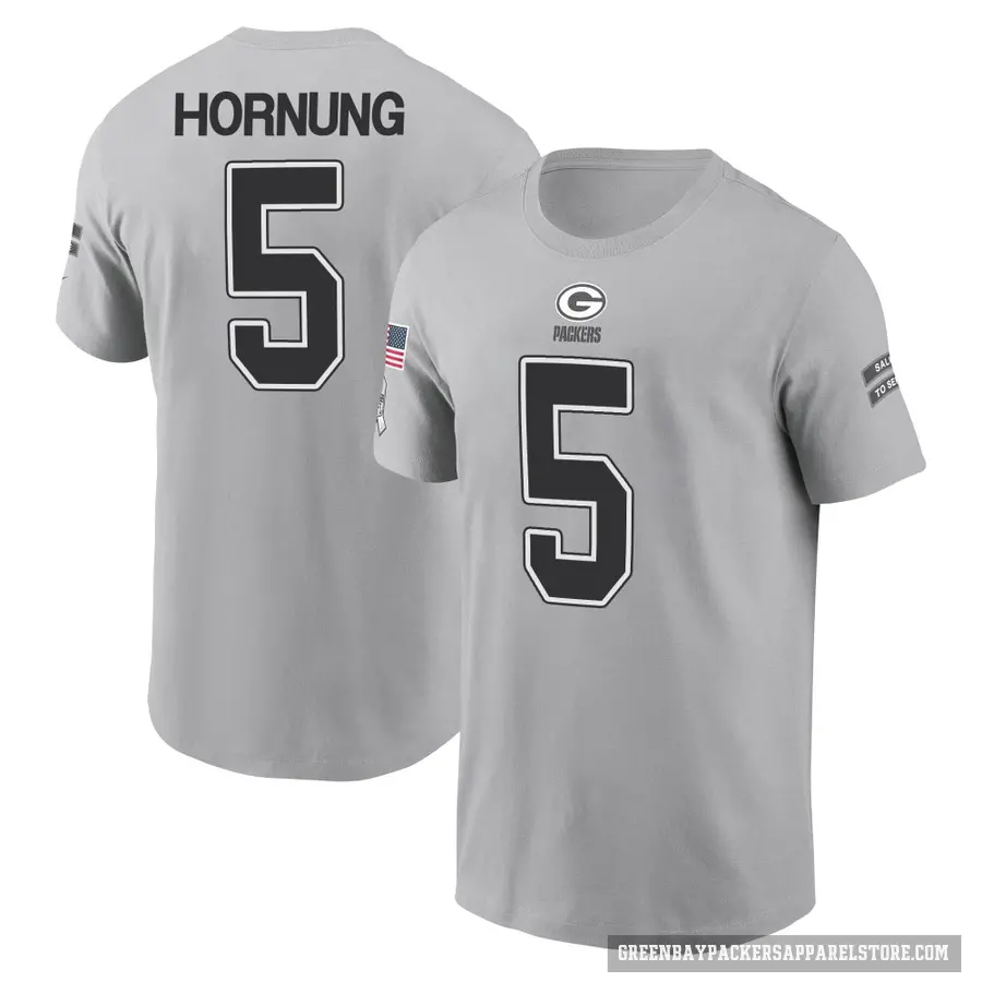 Youth ＃5 Paul Hornung Green Bay Packers Gray 2024 Salute to Service T-Shirt