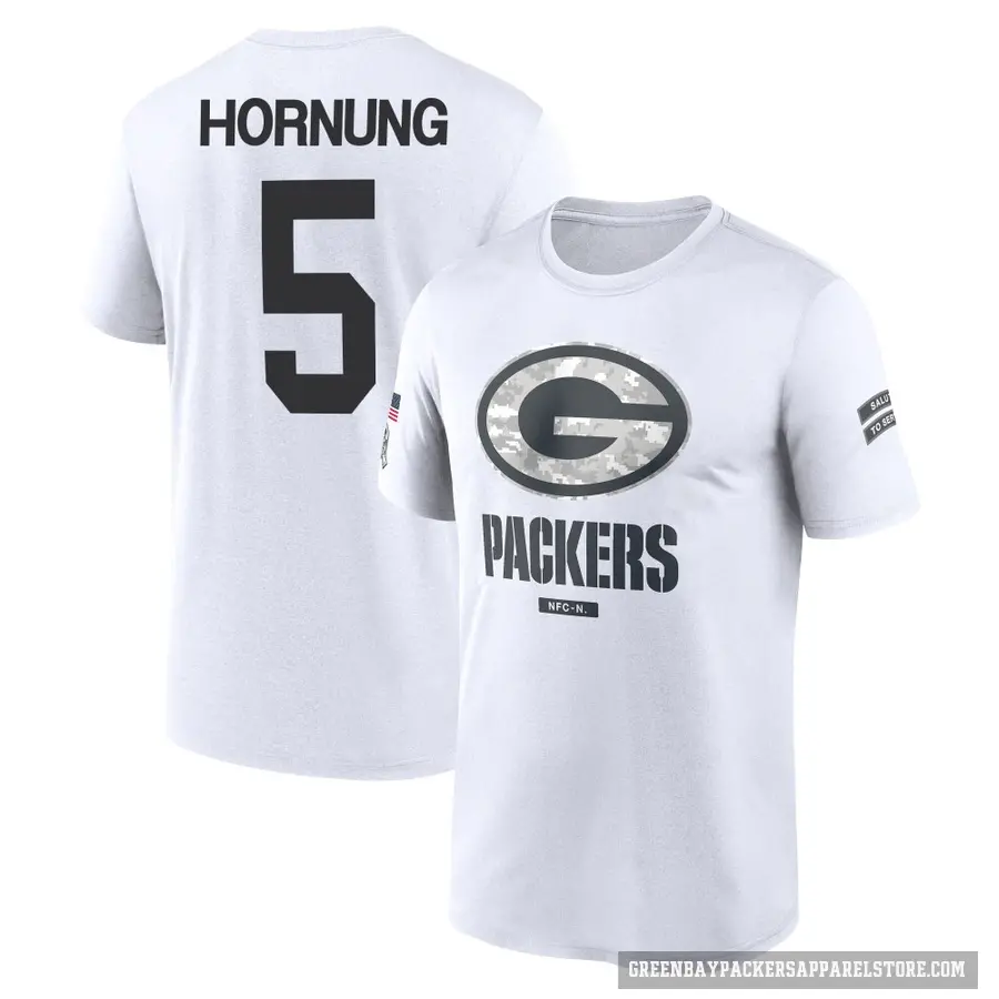 Youth ＃5 Paul Hornung Green Bay Packers White 2024 Salute to Service Performance T-Shirt