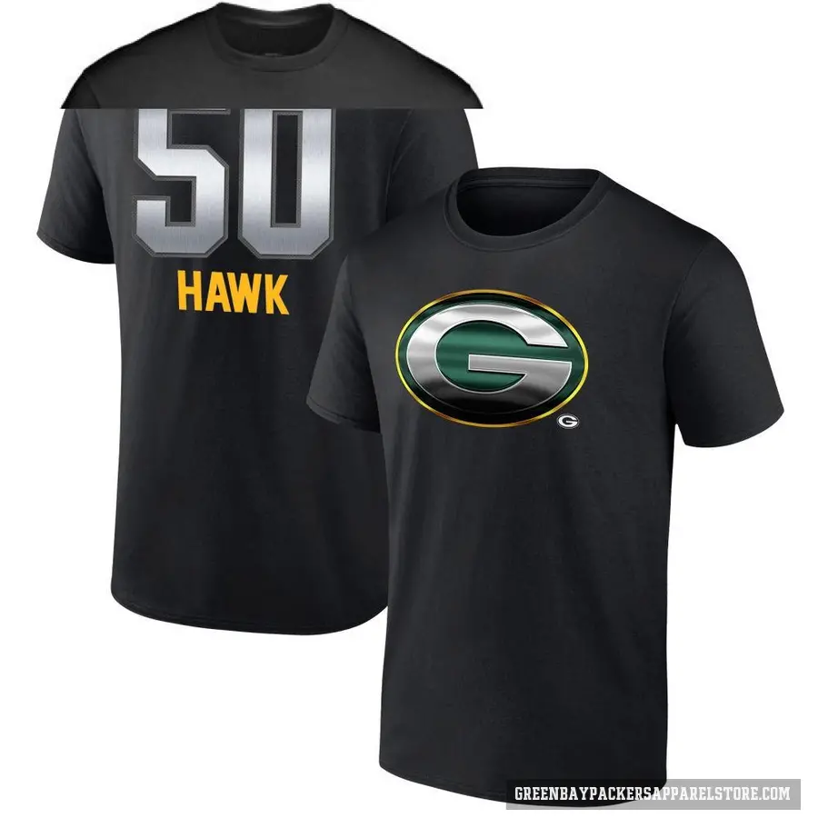 Youth ＃50 A.J. Hawk Green Bay Packers Black Midnight Mascot T-Shirt