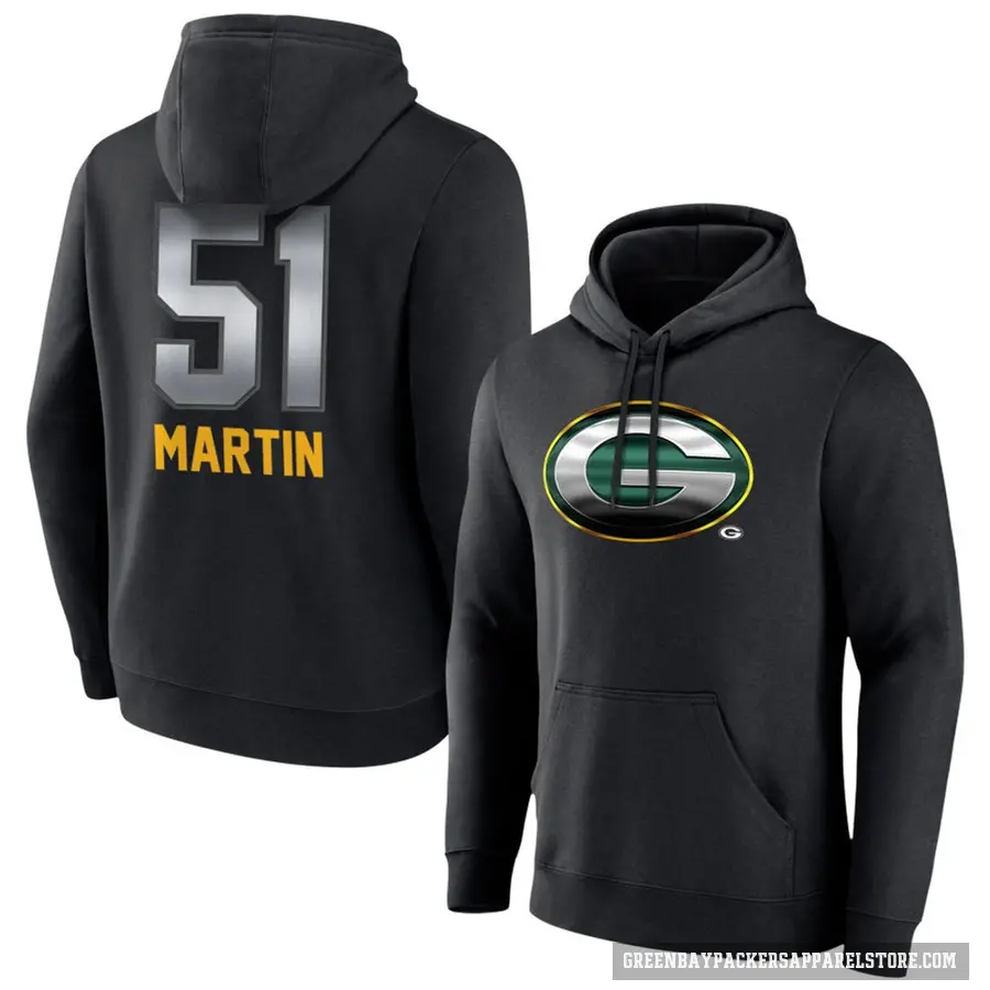 Youth ＃51 Jeremiah Martin Green Bay Packers Black Midnight Mascot Pullover Hoodie